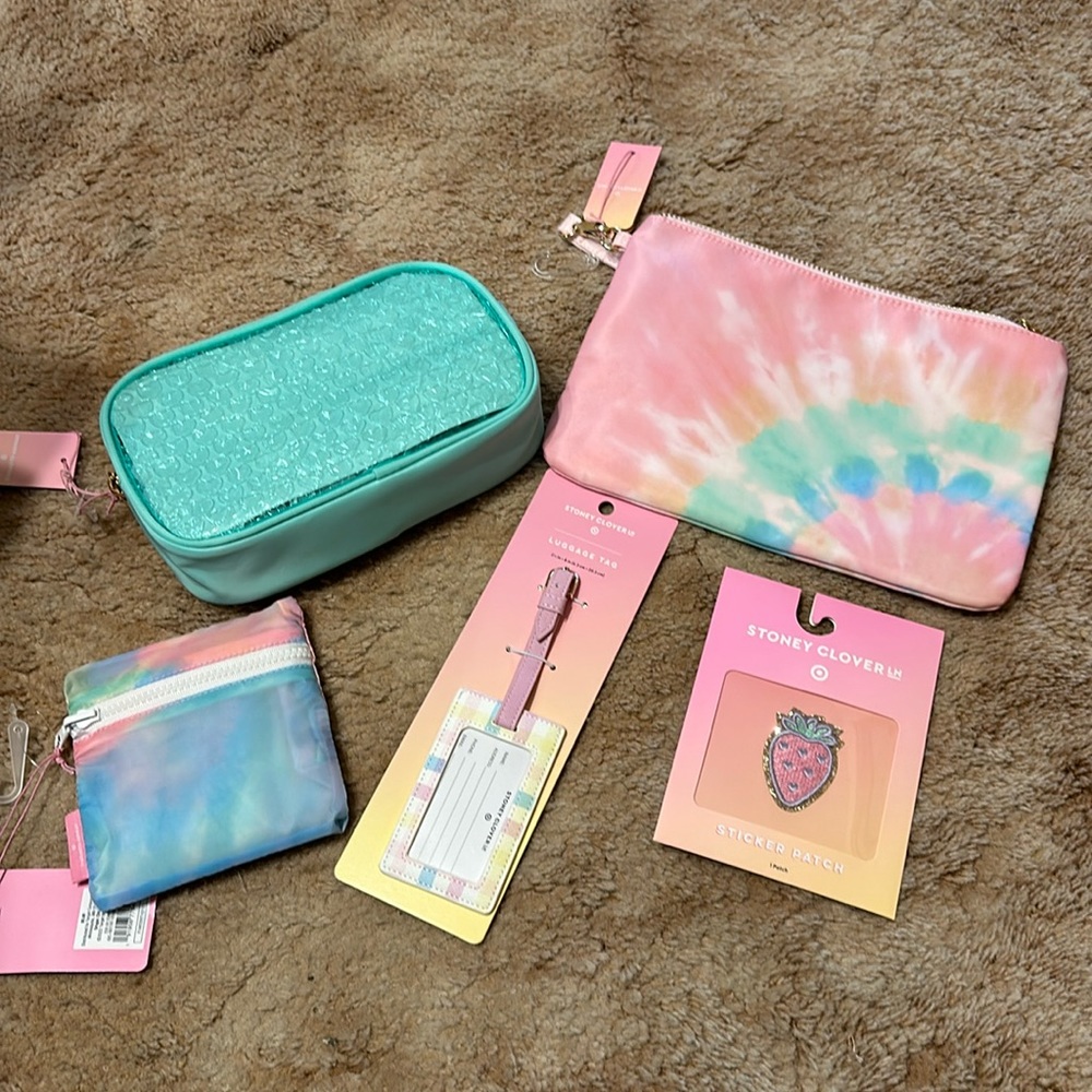 Lot of Stoney Clover Lane Bags, luggage tag, patch & reuseable bag. NWT